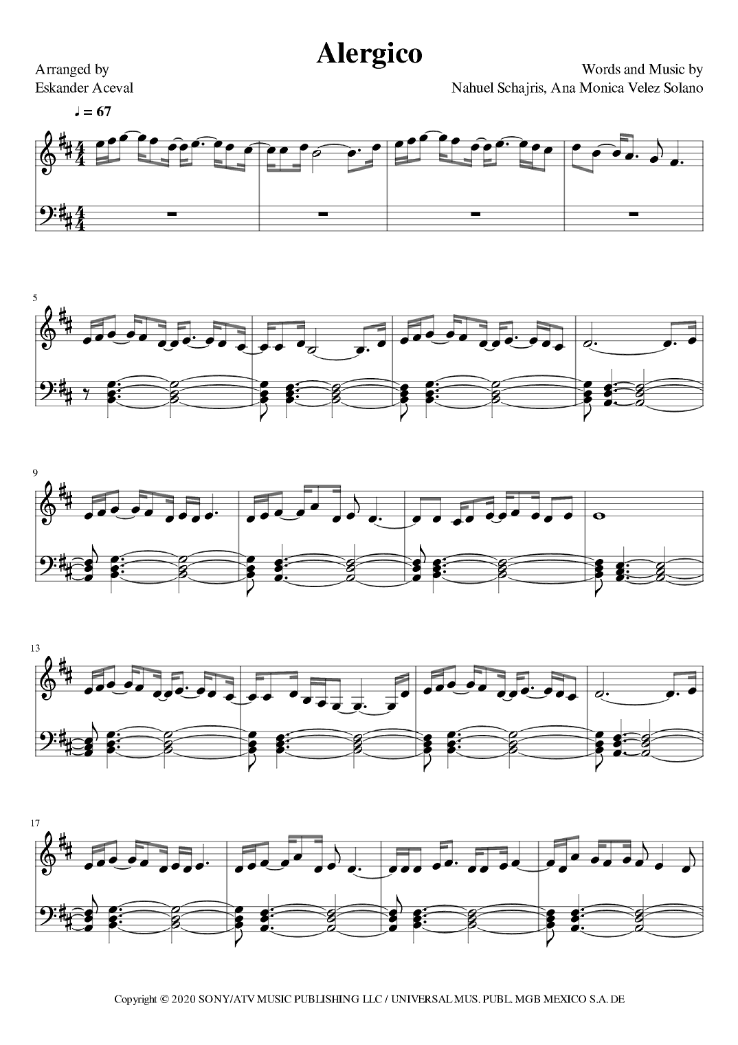 Alergico (arr. Eskander Aceval)