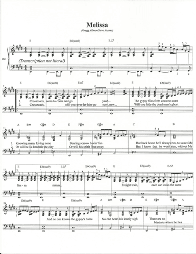 Melissa (arr. Classic Hits: Authentic Arrangements)