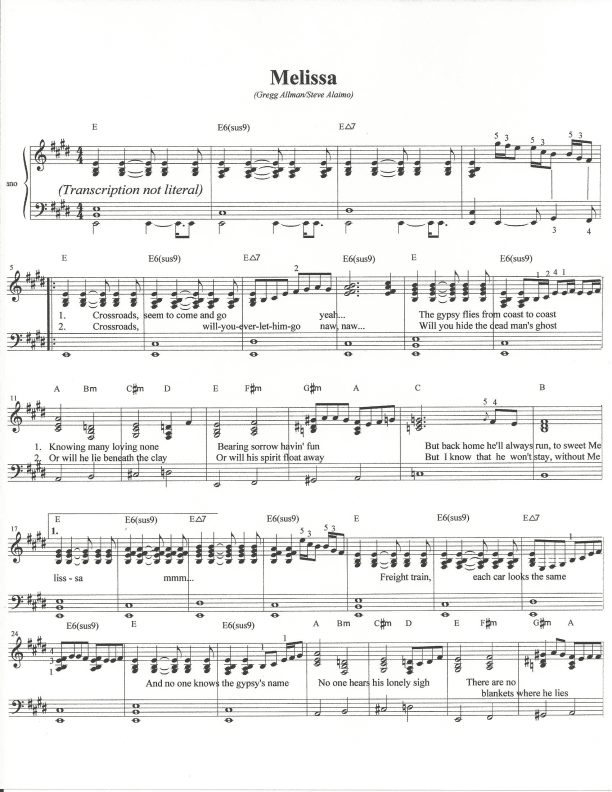 Melissa (arr. Classic Hits: Authentic Arrangements)