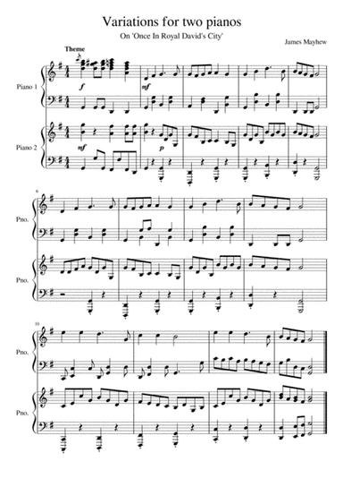 Once In Royal David's City variations for two pianos (arr. James Mayhew)