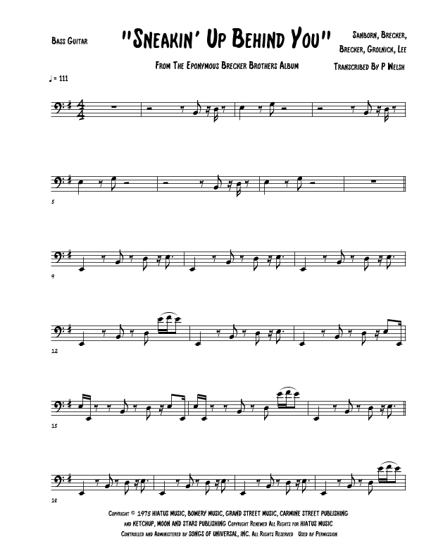 Sneakin' Up Behind You (arr. Accubass)