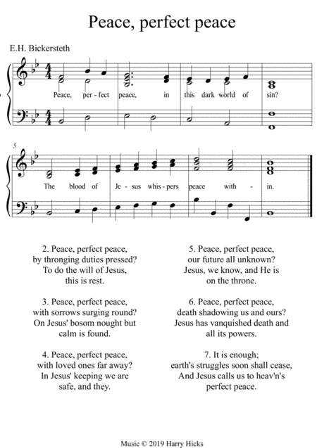 Peace, perfect peace. A new tune to a wonderful old hymn.