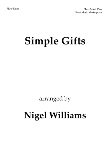 Simple Gifts, for Flute Duet (arr. Nigel Williams)