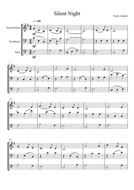 Franz Gruber - Silent Night (French Horn, Trombone and Tuba Trio) (arr. André Laitano)