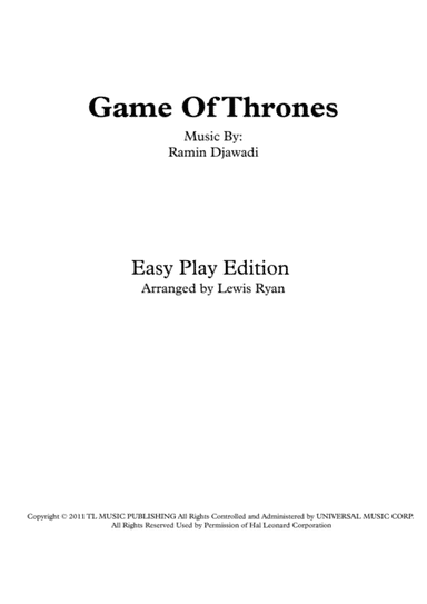 Game Of Thrones (arr. Lewis Ryan)