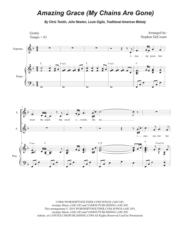 Amazing Grace (my Chains Are Gone) (arr. Stephen DeCesare)