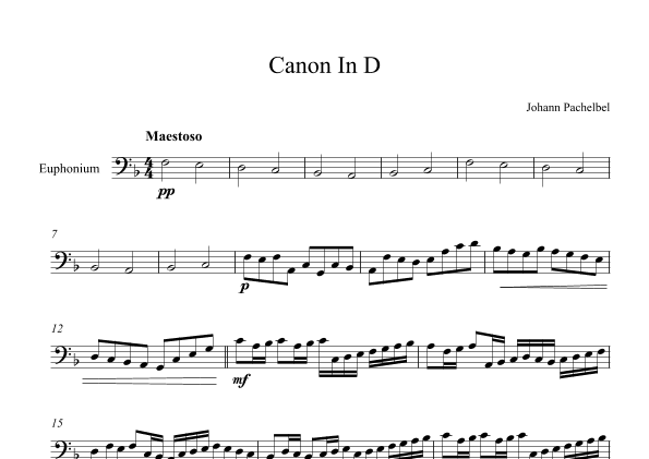 Canon In D - Johann Pachelbel (Euphonium) (arr. Digital Book Music)