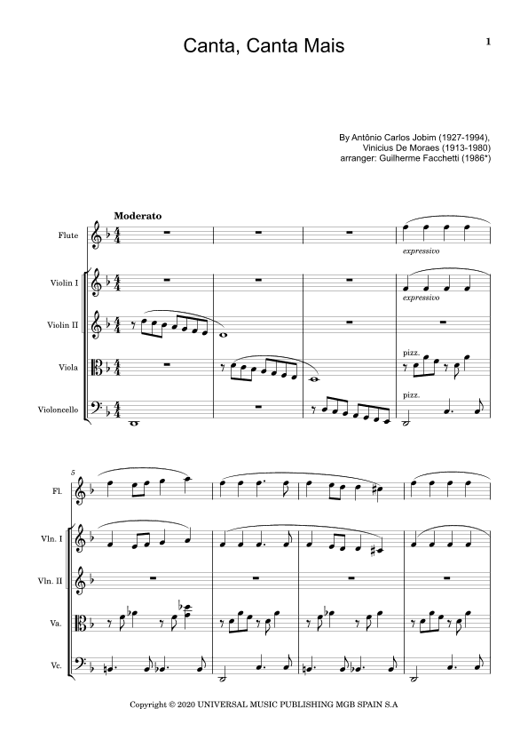 Canta, Canta Mais (arr. Guilherme Facchetti)