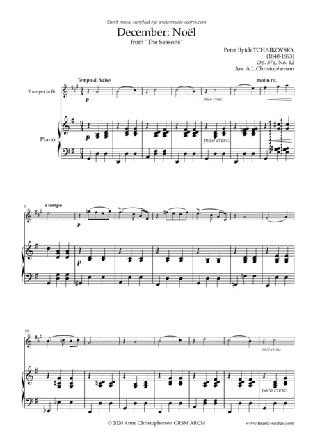 Noël, from The Seasons - Trumpet & Piano (arr. Anne Christopherson GRSM ARCM)