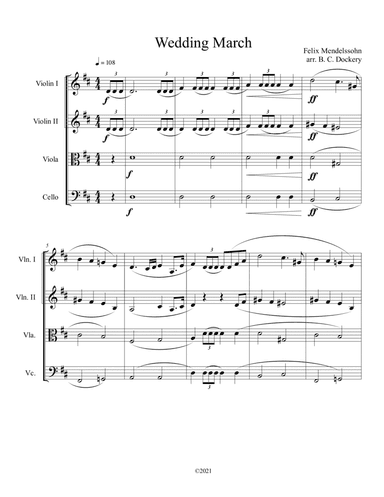Wedding March for String Quartet (arr. B. C. Dockery)