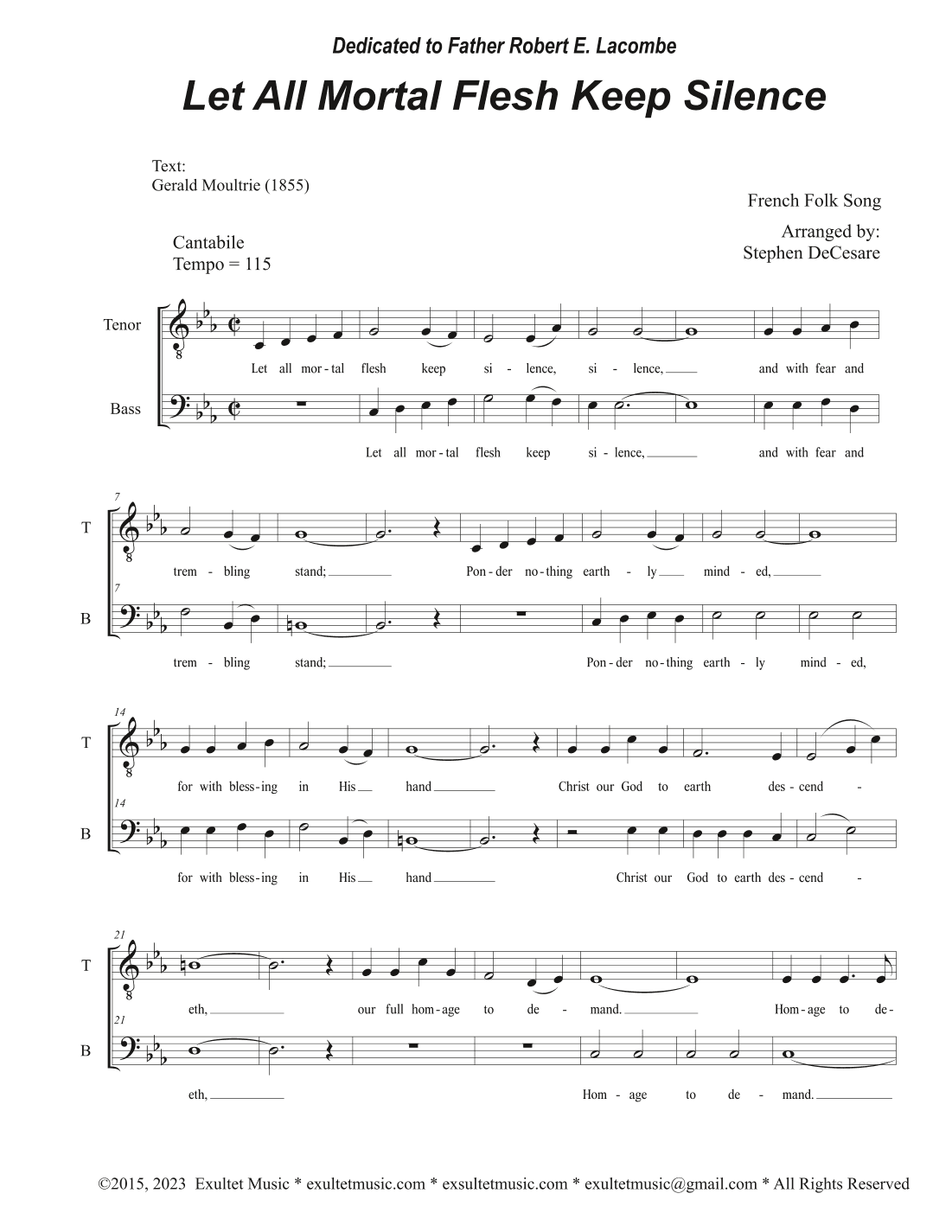 Let All Mortal Flesh Keep Silence (2-part choir - (TB) (arr. Stephen DeCesare)