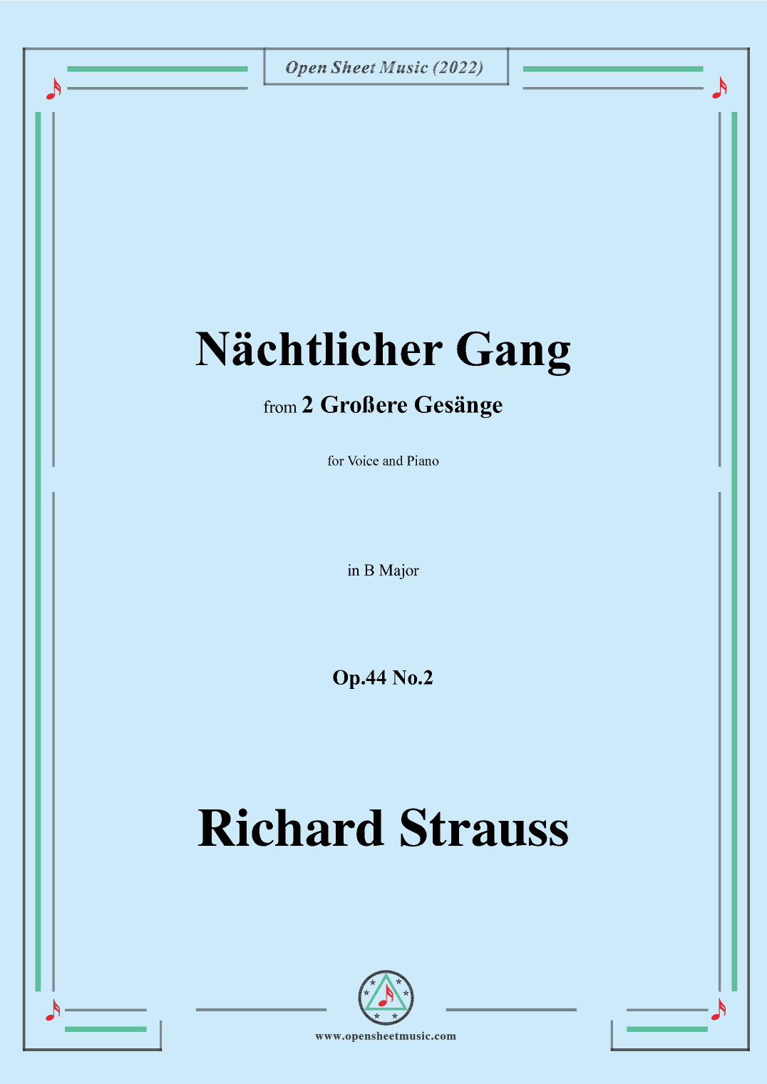 Richard Strauss-Nächtlicher Gang,in B Major,Op.44 No.2 (arr. OSM Press)