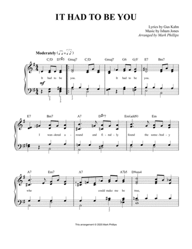 It Had to Be You (arr. Mark Phillips)