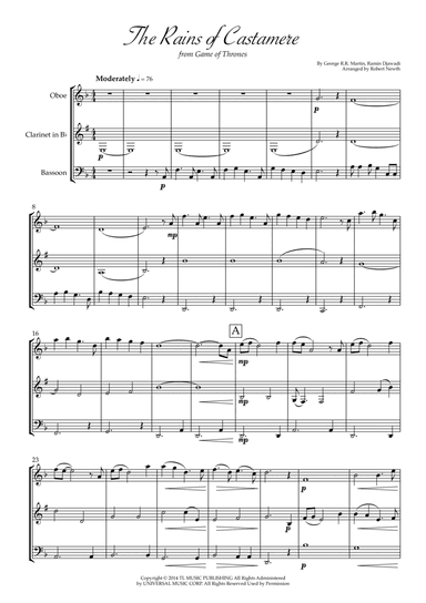 The Rains Of Castamere (arr. Robert Newth)