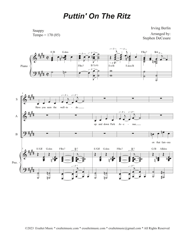 Puttin' On The Ritz (Vocal Trio - (SAB) (arr. Stephen DeCesare)