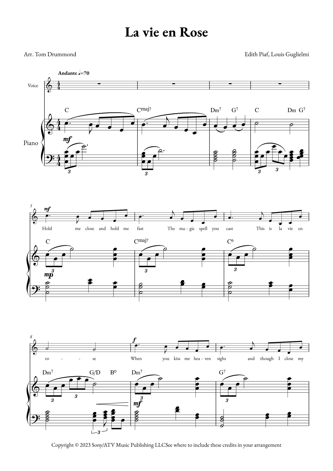 La Vie En Rose (arr. Tom Drummond)