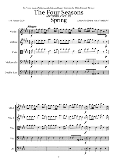 The Four Seasons (Le quattro stagioni) - Vivaldi (arr. Vicky Berry)
