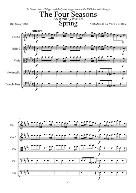 The Four Seasons (Le quattro stagioni) - Vivaldi (arr. Vicky Berry)