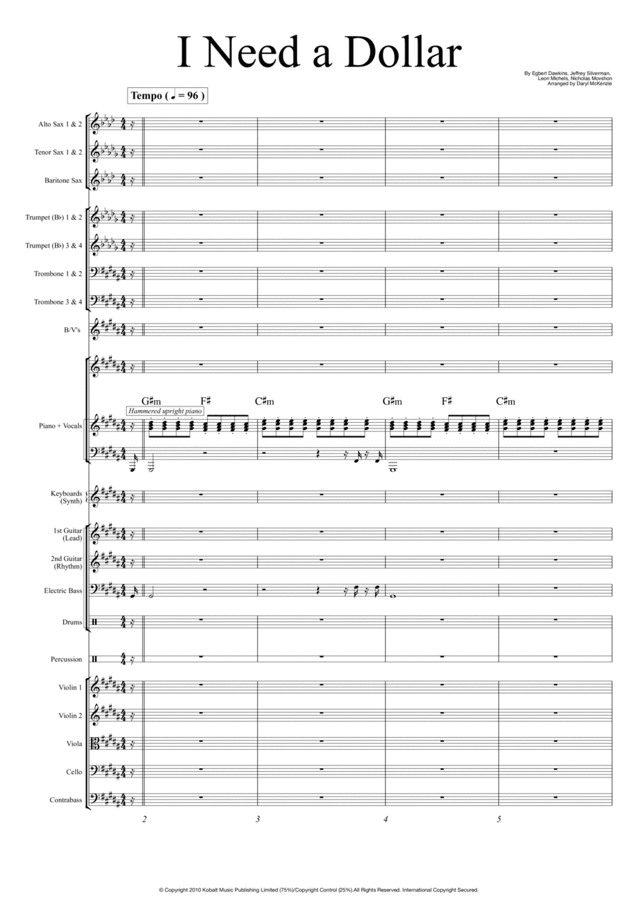 I Need A Dollar (arr. Daryl McKenzie)