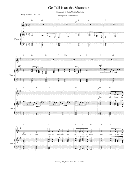 Go Tell it on the Mountain - solo and piano (arr. Connie Boss)