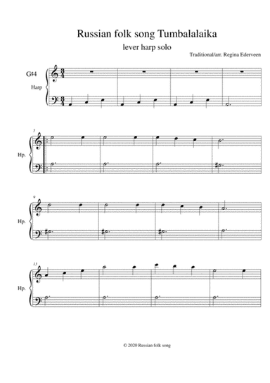 Russian folk song  Tumbalalaika - lever harp solo