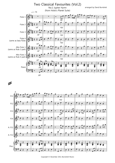 2 Classical Favourites for Flute Quartet (volume two) (arr. David Burndrett)