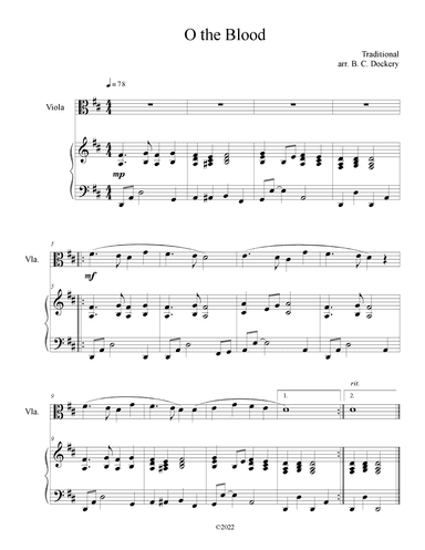 O The Blood (Viola Solo with Piano Accompaniment) (arr. B. C. Dockery)