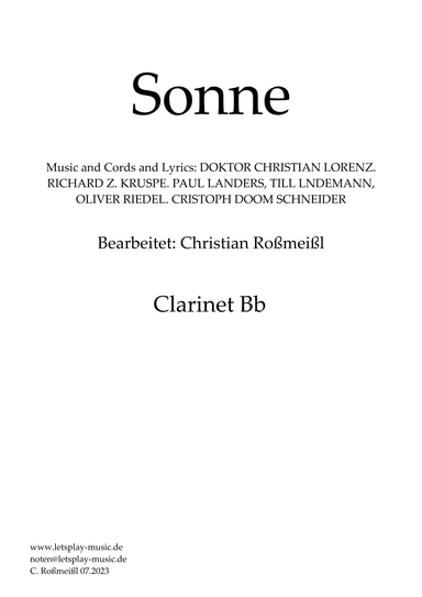 Sonne (arr. Christian Roßmeißl)