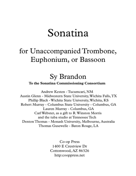 Sonatina for Unaccompanied Trombone, Euphonium or Bassoon