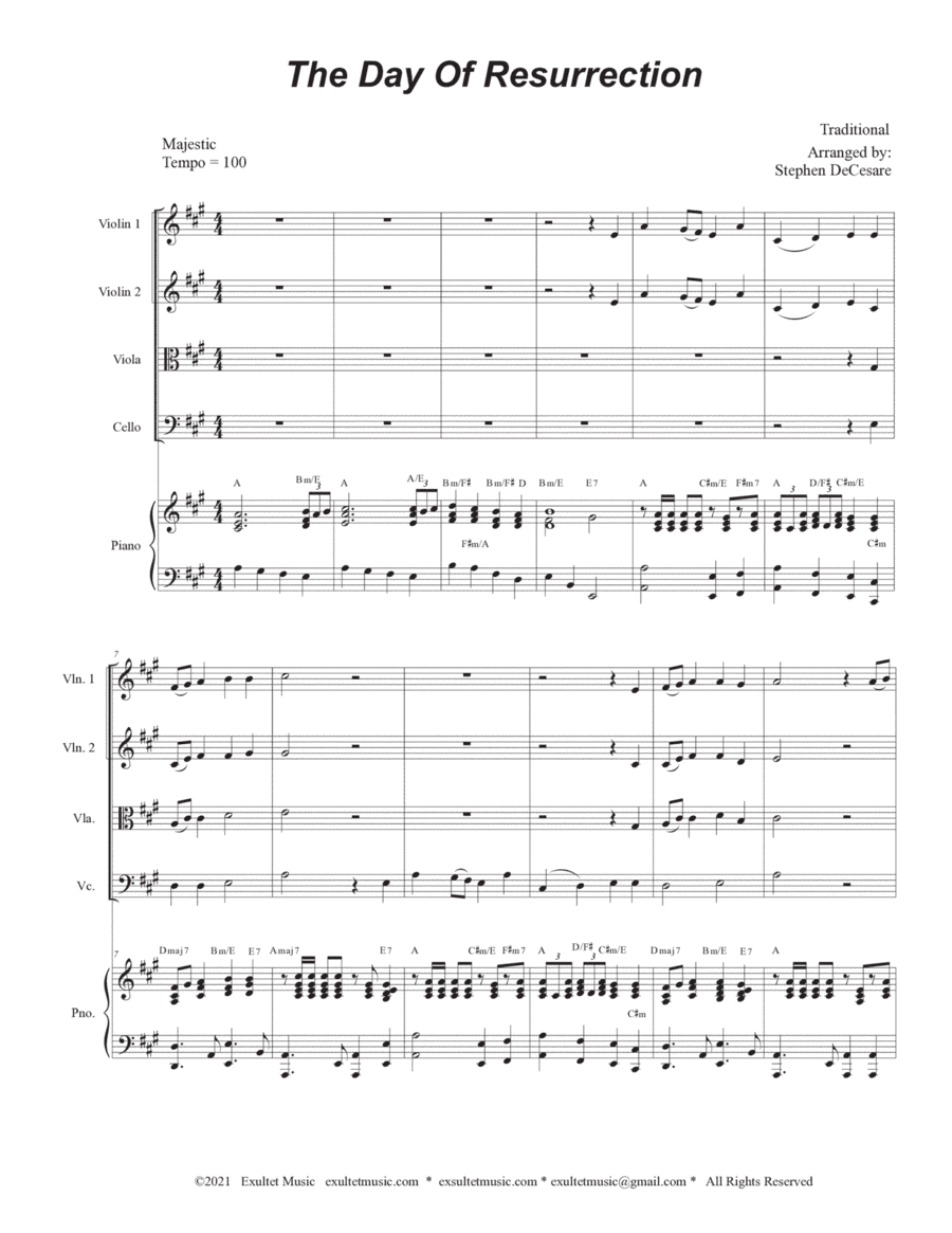 The Day Of Resurrection (String Quartet and Piano) (arr. Stephen DeCesare)