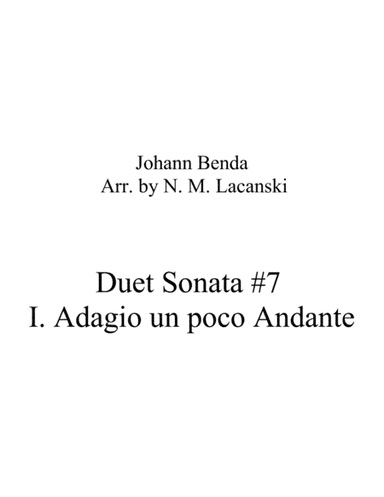 Duet Sonata #7 Movement 1 Adagio un poco Andante (arr. Nick Lacanski)