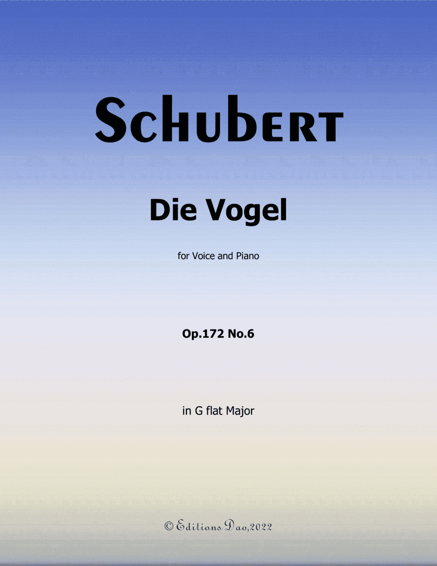 Die Vogel, by Schubert, in G flat Major (arr. Editions Dao)
