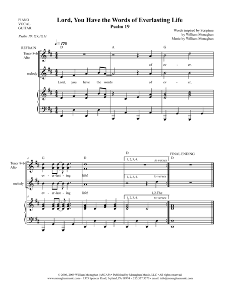 Lord, You Have the Words of Everlasting Life(Psalm 19)