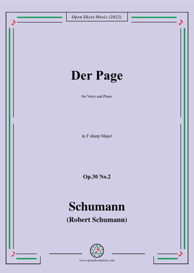 Schumann-Der Page,Op.30 No.2,in F sharp Major (arr. OSM Press)