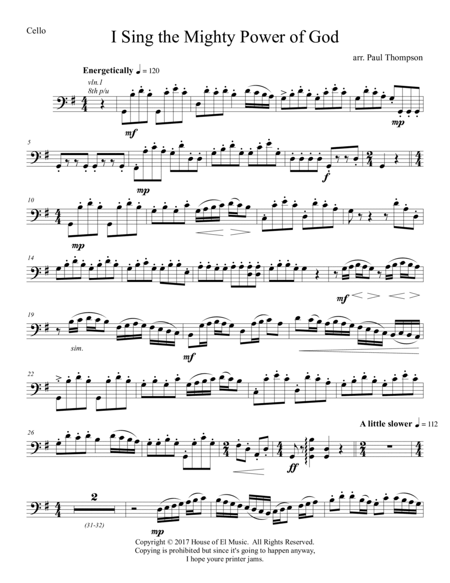 I Sing the Mighty Power of God (arr. Paul Thompson)