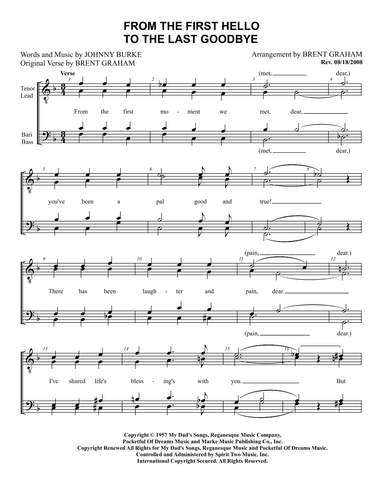 From The First Hello To The Last Goodbye (arr. Brent Graham)
