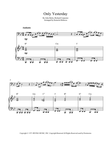 Only Yesterday (arr. Kaiserin Rebecca)