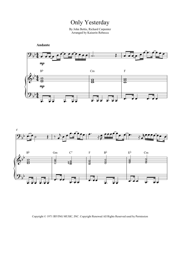 Only Yesterday (arr. Kaiserin Rebecca)