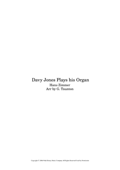 Davy Jones Plays His Organ (arr. G. Taunton)