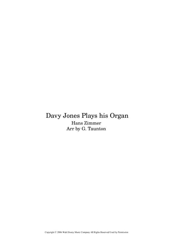Davy Jones Plays His Organ (arr. G. Taunton)