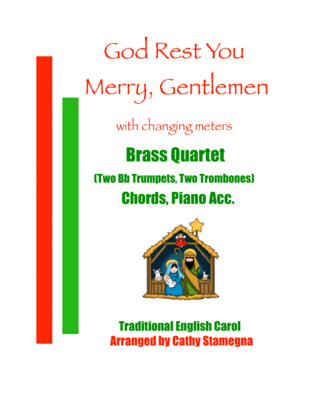 God Rest You Merry, Gentlemen (Brass Quartet: Two Bb Trumpets, Two Trombones) (Chords, Piano Acc.) (arr. Cathy Stamegna)