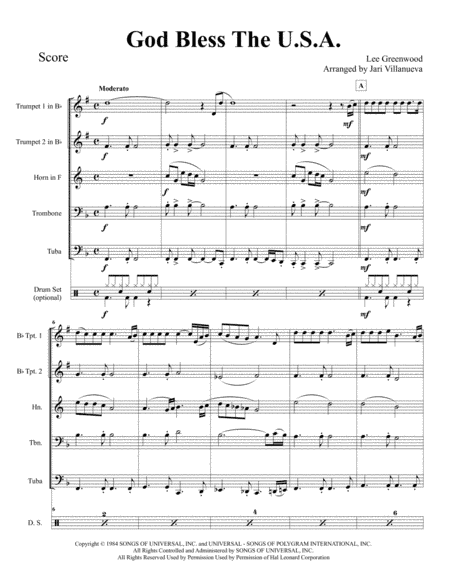 God Bless The U.S.A. (arr. Jari Villanueva)