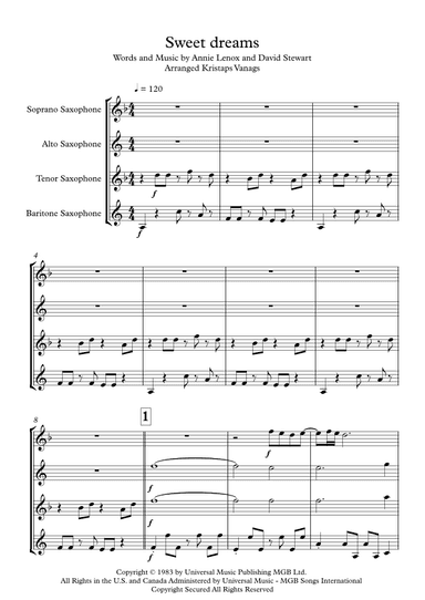 Sweet Dreams (are Made Of This) (arr. Kristaps Vanags)
