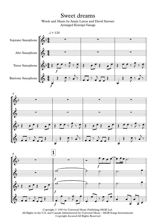 Sweet Dreams (are Made Of This) (arr. Kristaps Vanags)