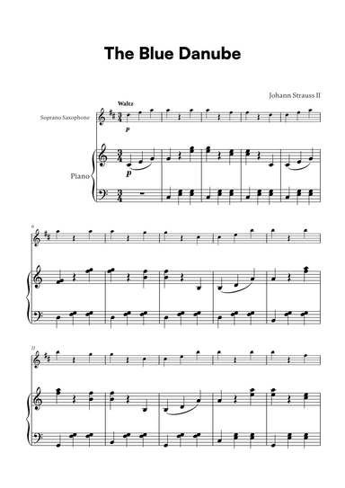 Johann Strauss II - The Blue Danube for Soprano Saxophone and Piano (arr. Cadenza Editions)