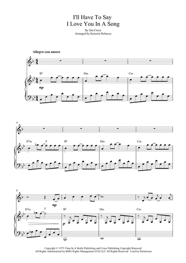 I'll Have To Say I Love You In A Song (arr. Kaiserin Rebecca)