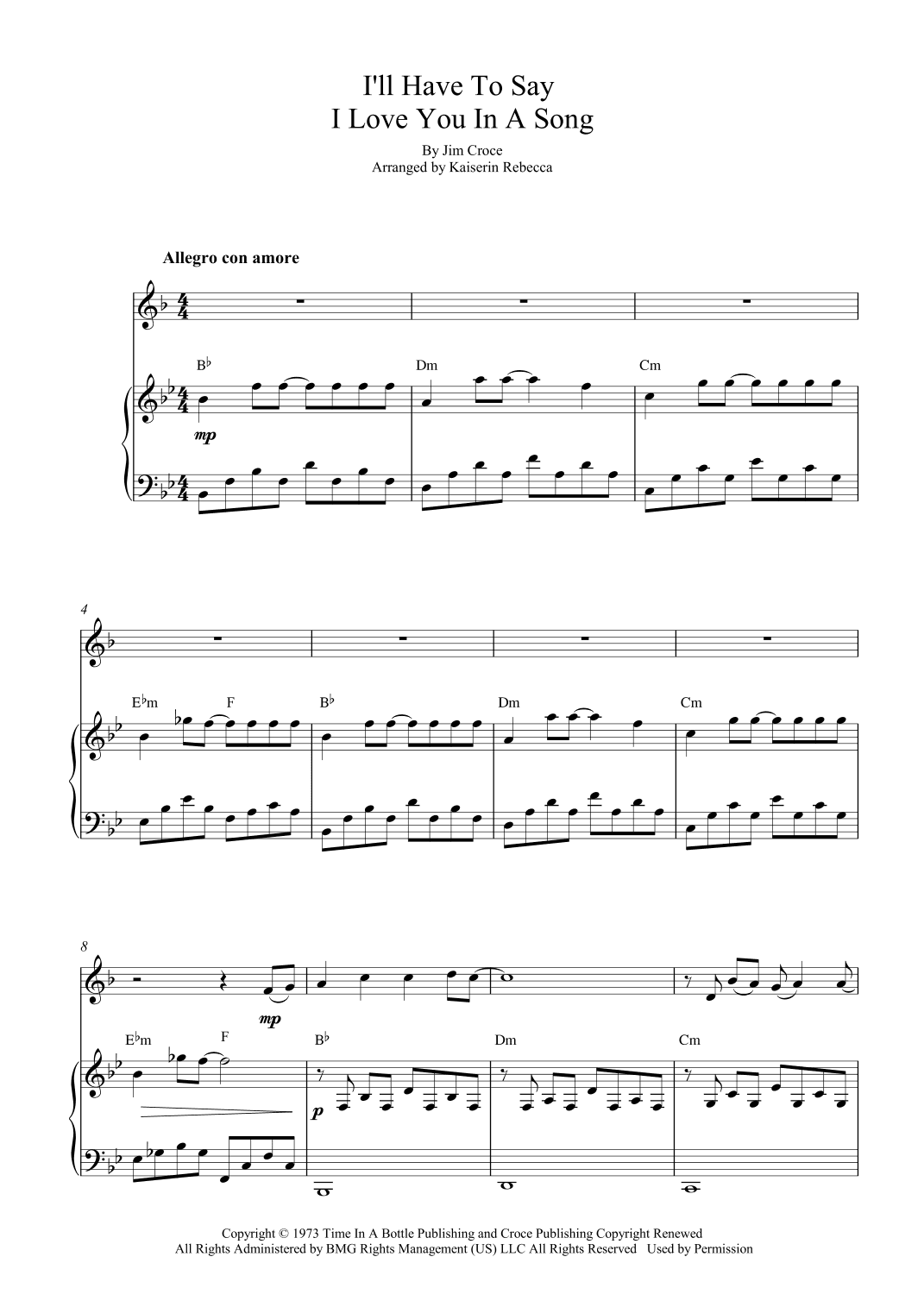 I'll Have To Say I Love You In A Song (arr. Kaiserin Rebecca)