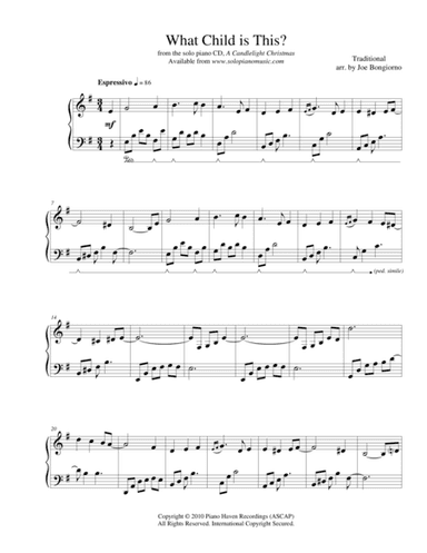 What Child Is This? - Greensleeves , traditional Christmas - by Joe Bongiorno (arr. Joe Bongiorno)