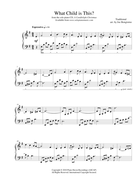 What Child Is This? - Greensleeves , traditional Christmas - by Joe Bongiorno (arr. Joe Bongiorno)