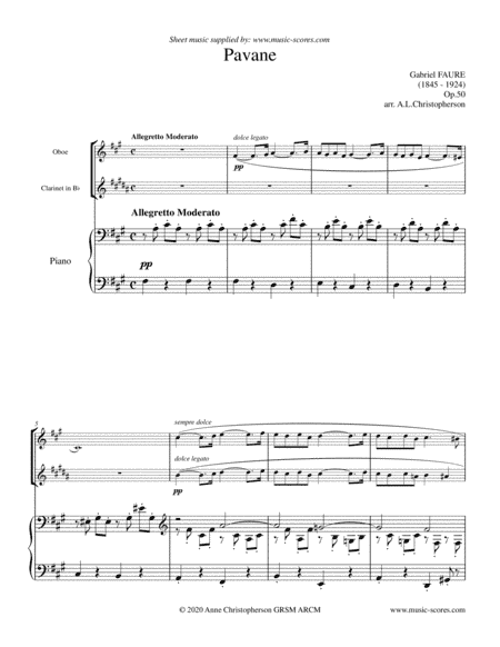 Op.50 Pavane - Oboe, Clarinet and Piano (arr. Anne Christopherson GRSM ARCM)